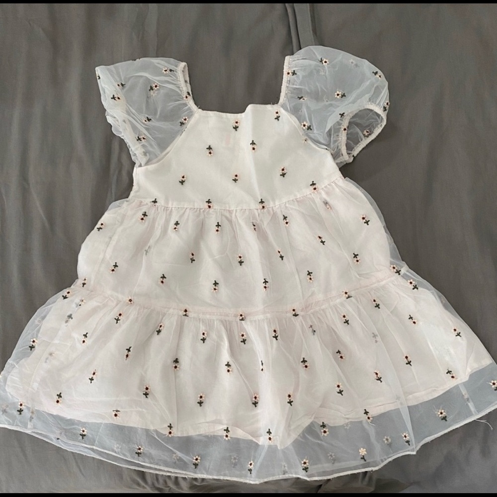 ISO zara embroidered tulle flower floral dress